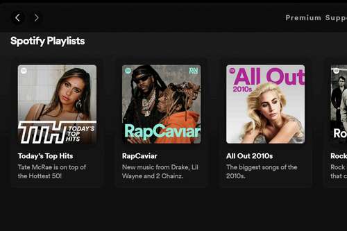 Spotify Music Streaming Service showing playlists