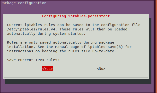 iptables-persistent IPV4 screen