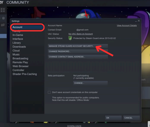 steam settings account