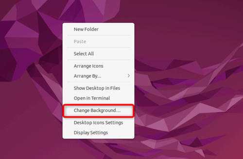 A context menu displaying different settings