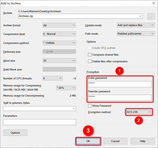 Configure encryption and click 