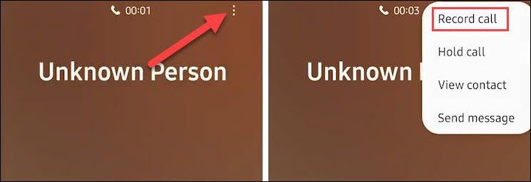 Open the menu can tap 'Record Call.'