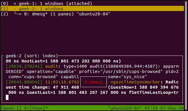 More information about the activity of each tmux session. 