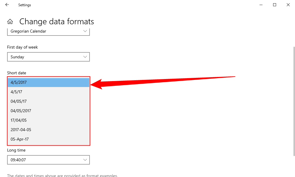 Date formats for 