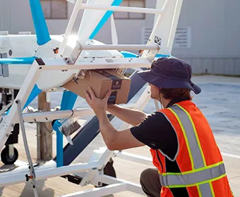 photo of drone package delivery