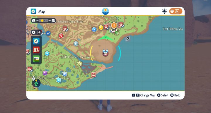 A map of paldea in Pokémon Scarlet and Violet.