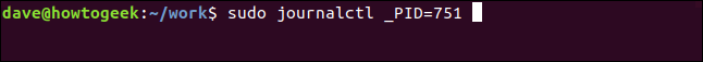 sudo journalctl _PID=751 in a terminal window