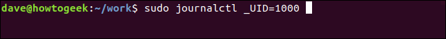 sudo journalctl _UID=1000 in a terminal window