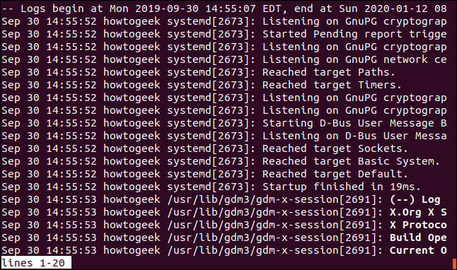 output from sudo journalctl _UID=1000 in a terminal window