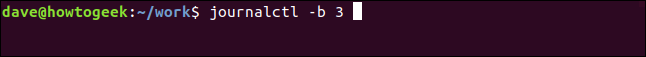 journalctl -b 3 in a terminal window