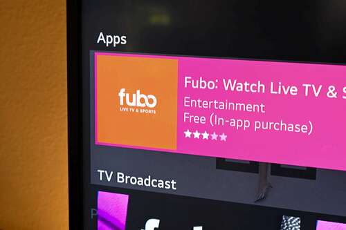 Fubo streaming app on a TV