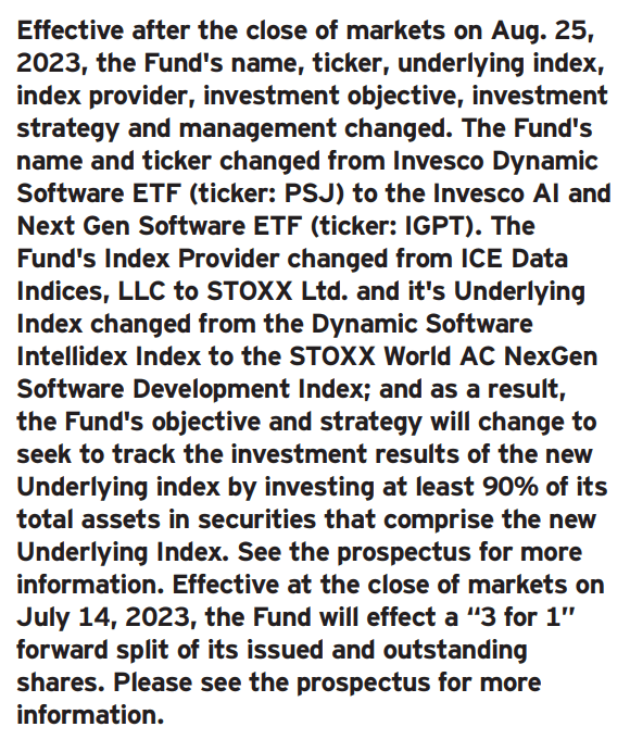 IGPT index change made in August