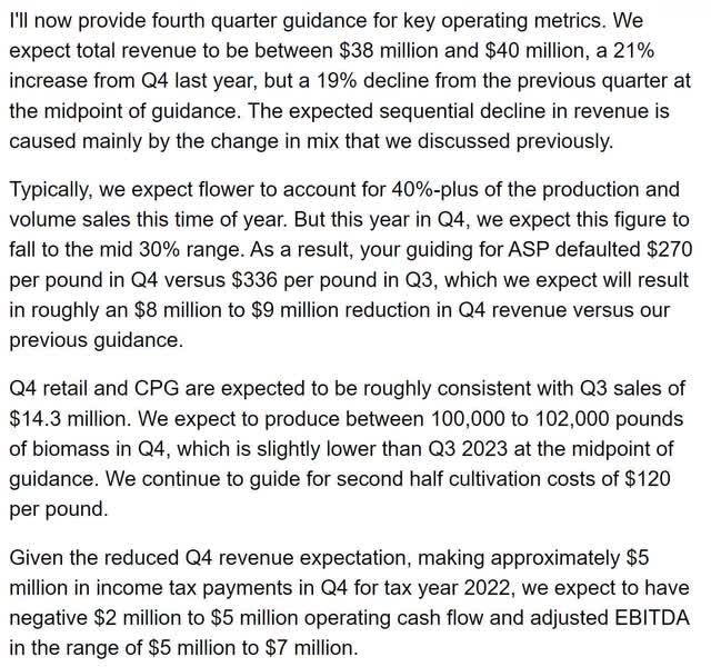 GLADF glass house brands guidance