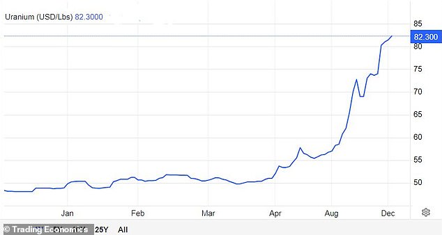 Uranium prices have exploded this year