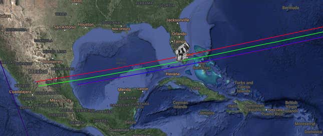 The expected path over North America includes south Florida. 