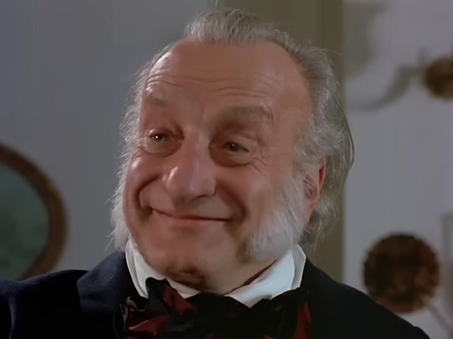 Ebenezer Scrooge in "A Christmas Carol" (1984).