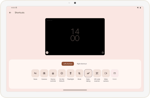 Android 14 lockscreen shortcut settings