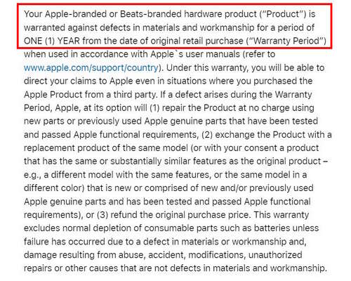 Apple warranty for Apple and Beats branded accessories