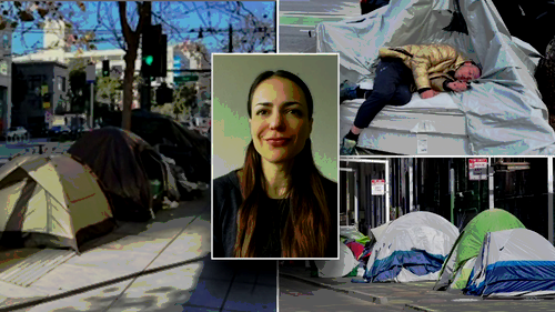 Homeless in San Francisco behind Danielle Rabkin