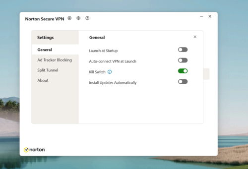 Screenshot of Secure VPN settings.