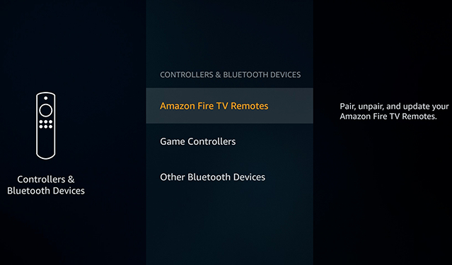 Fire TV Bluetooth settings.