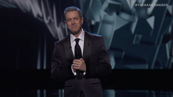 Geoff Keighley giving a speech to kick off The Game Awards 2023.