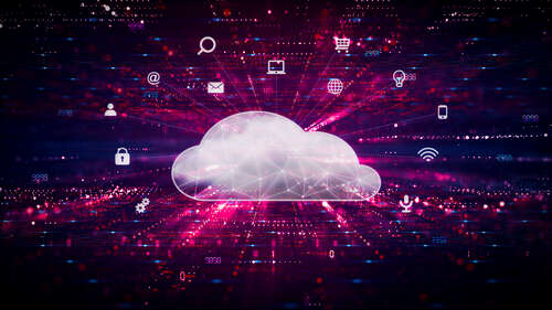 Cloud Computing Concept with Digital Cloud and IT Icons