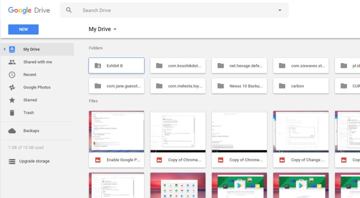 Screenshot showing main Google Drive interface.