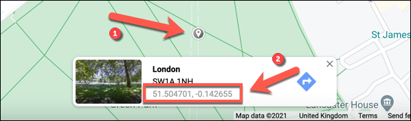 To drop a pin manually, press on any location on the map, then select the map coordinates in the small information box below.