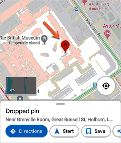 To drop a pin manually, tap and hold any location in the map view for a few seconds.