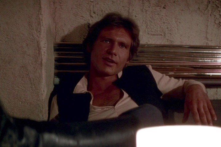 Han Solo leans back in "Star Wars."