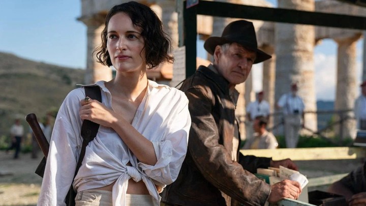 Phoebe Waller-Bridge as Helena Shaw and Harrison Ford as Indiana Jones.