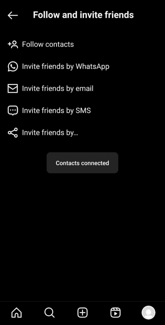 Instagram Contacts connected