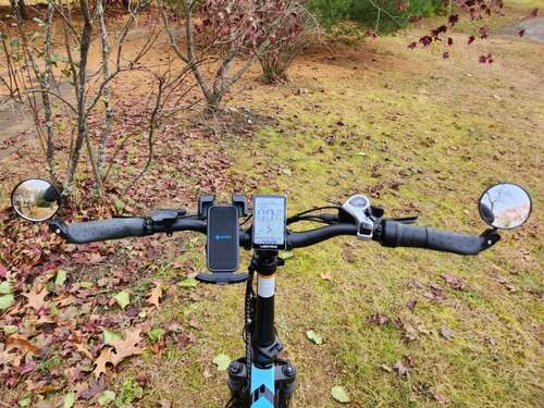 Lectric XP 3.0 with optional bar end mirrors and phone mount.