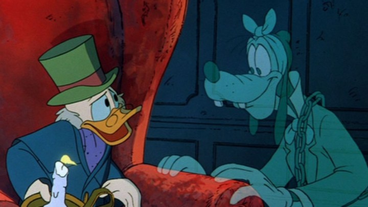 Scrooge McDuck and Goofy in Mickey's Christmas Carol.