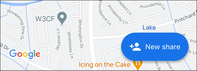 Tap New Share in Google Maps