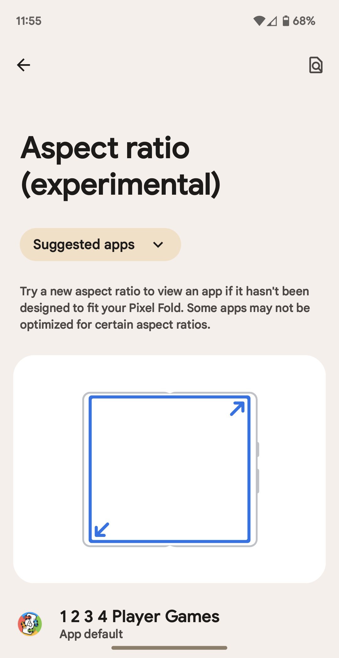 Pixel Fold aspect ratio override