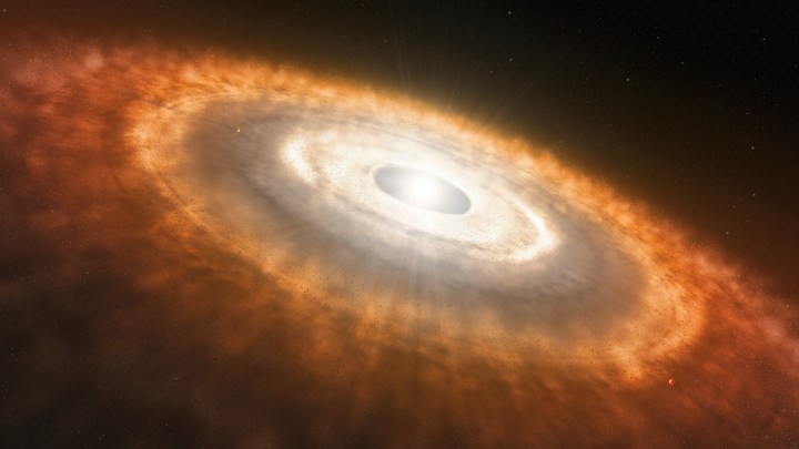 This is an artist’s impression of a young star surrounded by a protoplanetary disk in which planets are forming.