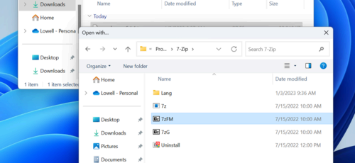 7-zip file manager select