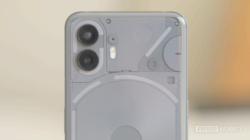 Upper half of Nothing Phone 2 rear panel in gray