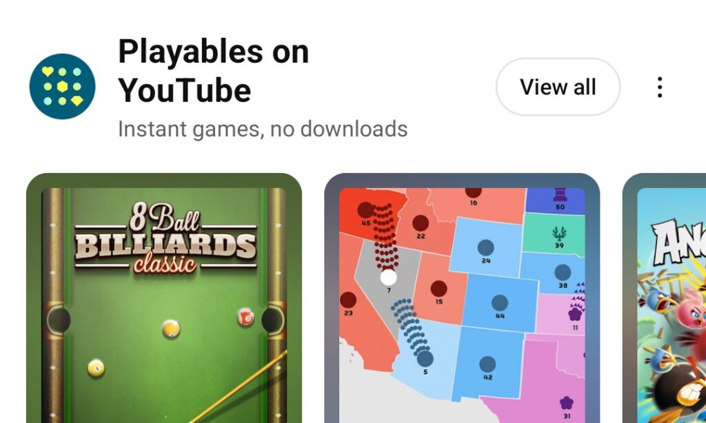 YouTube Playables screenshot crop