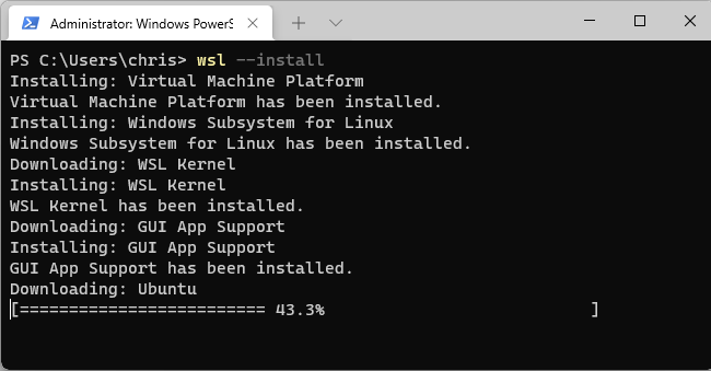 Run the "wsl --install" command.