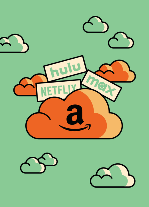 An illustration of a cloud with an amazon log on it.