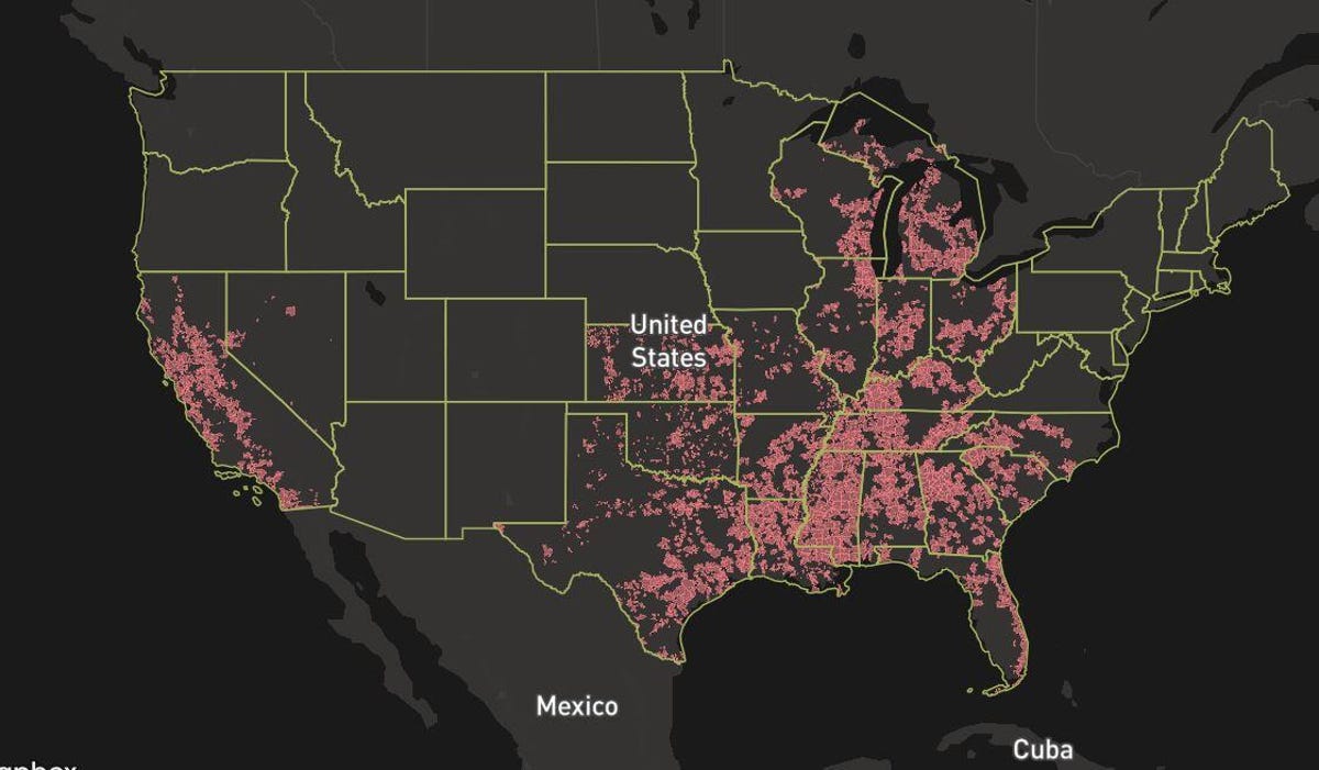 Map showing AT&T coverage