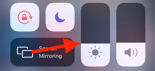 Adjust iPhone brightness from Control Center