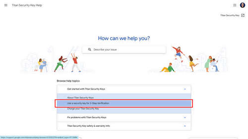 Link to Titan Security Key Help Page in Guide.