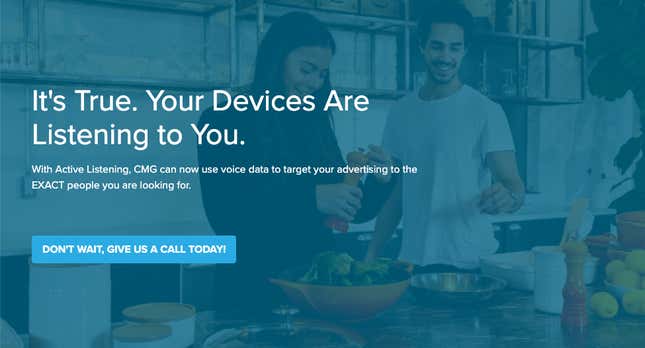 Image for article titled Ad Company Claims &#39;It’s True. Your Devices Are Listening to You&#39;