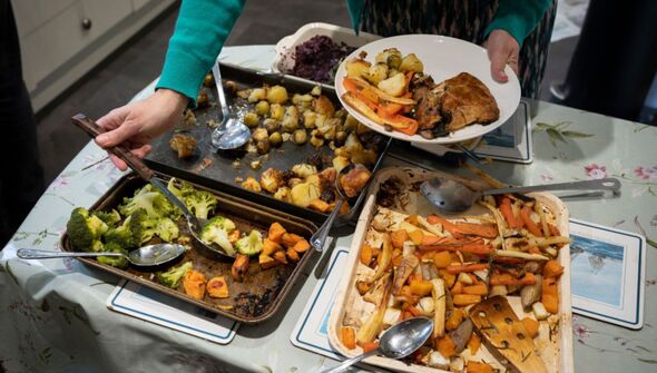 A person helped themselves to Christmas food