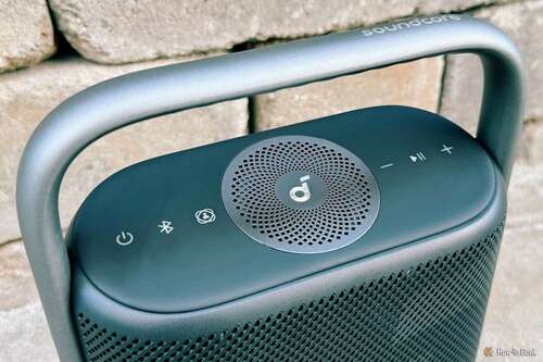 close up of the top of the Soundcore Motion X500 showing control buttons