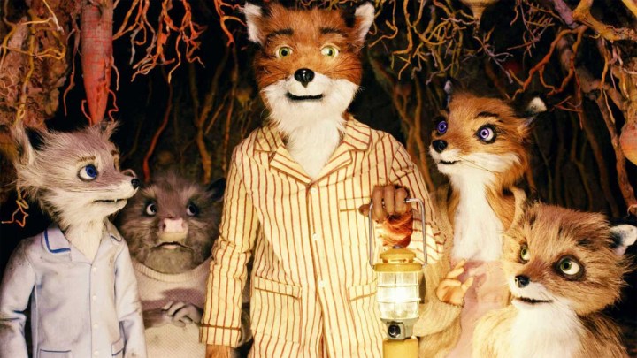 Ash, Mr. Fox, Mrs. Fox, and Kristopherson in Fantastic Mr. Fox.